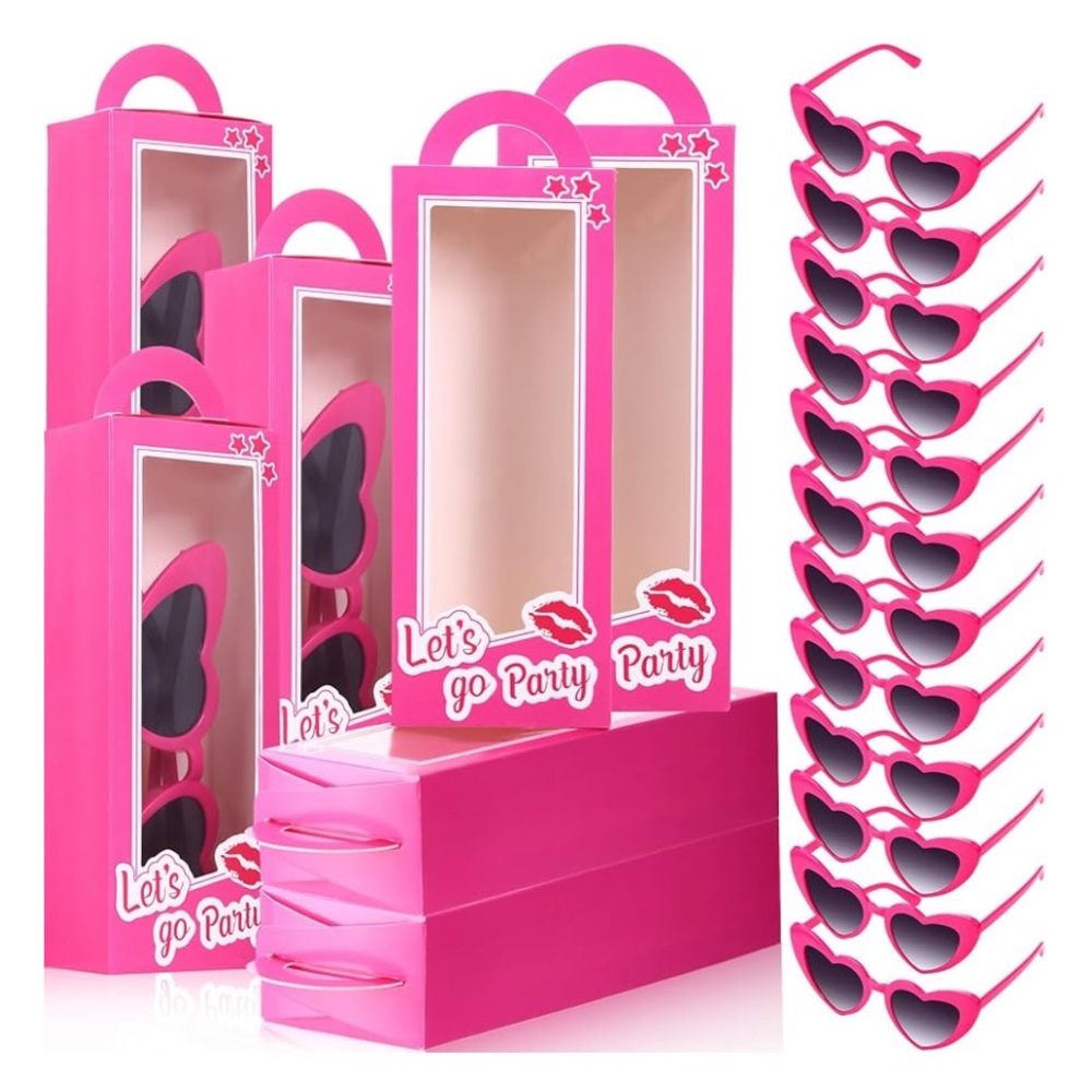 Heart-Shaped Pink Party Sunglasses Set